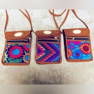 Guatemalan, Latinx  Floral  Embroidery 3 Zippers Women’s Crossbody Bag Handmade
